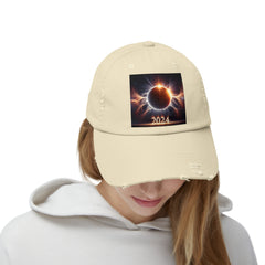 Solar Eclipse 2024 Unisex Distressed Cap