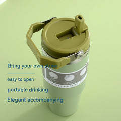 Portable Stainless Steel Travel Sports Water Bottle With Handle Cover & Coffee Tumbler.