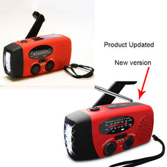 Solar hand crank USB charging radio flashlight