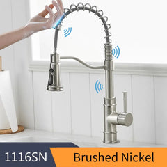 Never Touch The Faucet Again With Dirty Hands. Kitchen Smart Touch Faucet Will Turn On and Off