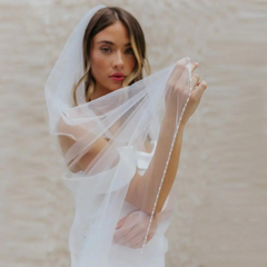 Long Bridal Veils Crystal Beaded