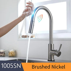 Never Touch The Faucet Again With Dirty Hands. Kitchen Smart Touch Faucet Will Turn On and Off