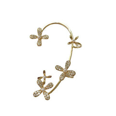 Gold Metal Sparkling Butterfly Ear Clips with Zircon