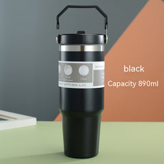 Portable Stainless Steel Travel Sports Water Bottle With Handle Cover & Coffee Tumbler.