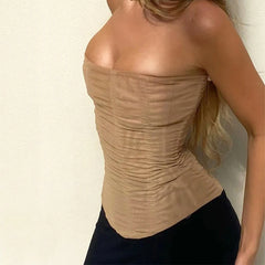 New Mesh Skinny Tube Top Crop Corset.