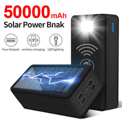 Massive 50000 mAh Capacity Wireless Solar Power Bank