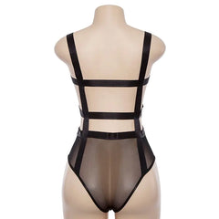 Sheer Mesh Backless Bodysuit