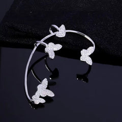 Gold Metal Sparkling Butterfly Ear Clips with Zircon