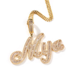 THE BLING KING Iced Out Baguette Cubic Zirconia Chain Necklace.