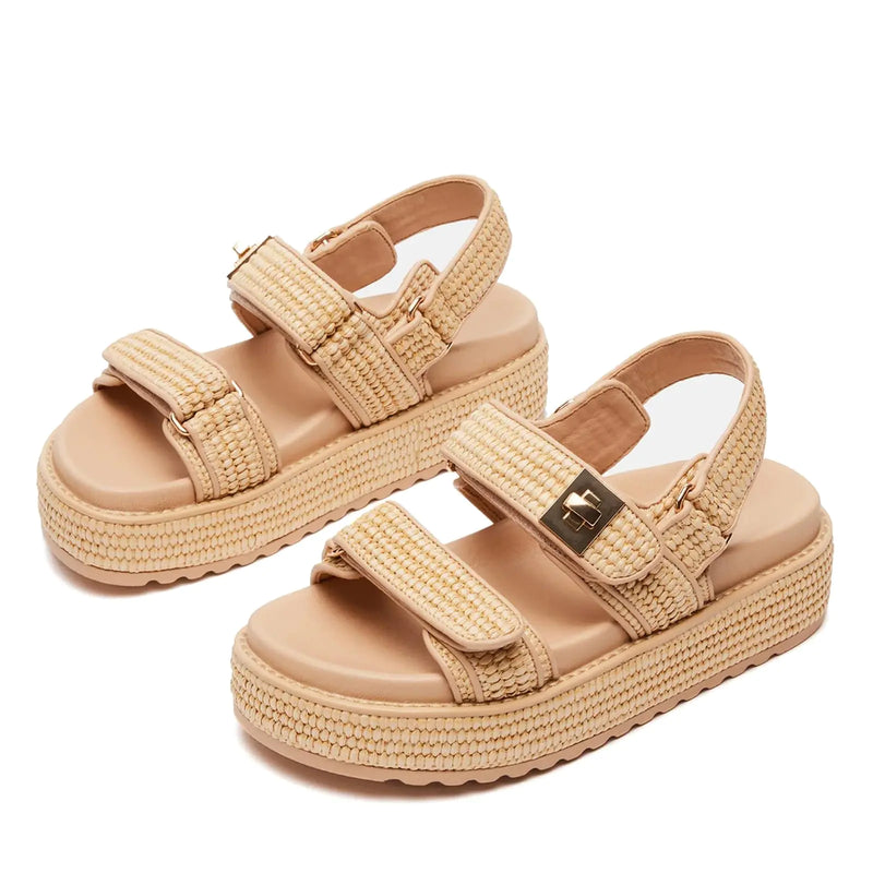 Raffia Platform Wedge Sandal