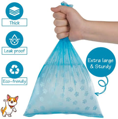 Pet Poop Disposable Waste Bags with Leash Clip and Bone Bag Dispenser