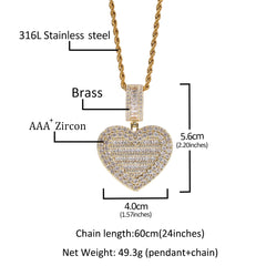 THE BLING KING Large Size Heart Shape Photo Locket Pendant