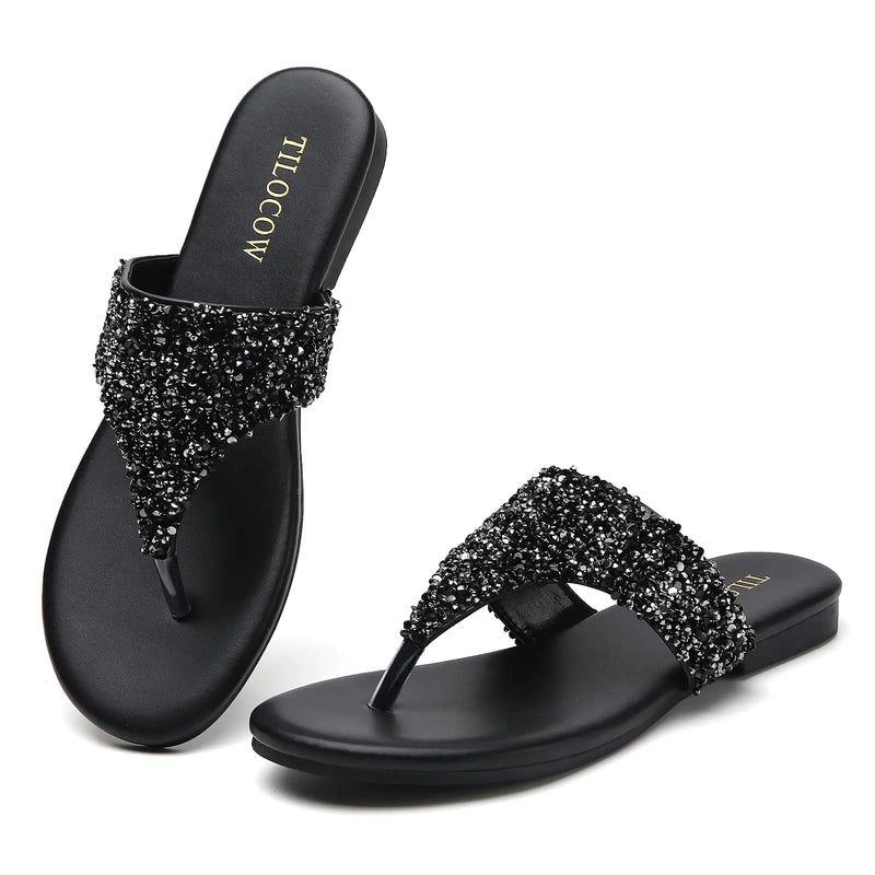 Rhinestone Sequin Spaghetti Strap Sandal