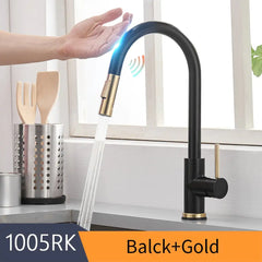 Never Touch The Faucet Again With Dirty Hands. Kitchen Smart Touch Faucet Will Turn On and Off