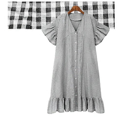 Plaid Short Sleeve Casual Fashion Dress