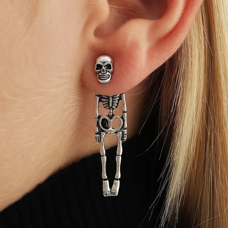 Vintage Halloween Inspired Skull Skeleton Drop Earrings for Women