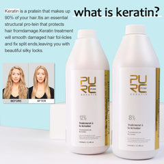 PURC 1000ml Keratin Hair Straightening & Smoothing Treatment For Curly Frizzy Hair. A Brazilian Keratin Professional Product