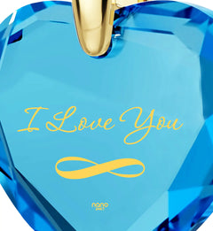 24K Gold Plated I Love You Necklace Heart Pendant & Inscribed Cubic Zirconia