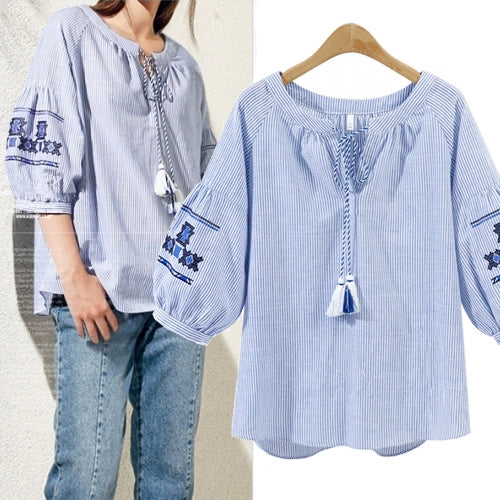 Plus Size Loose Fitting Short-Sleeved Shirt