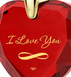 24K Gold Plated I Love You Necklace Heart Pendant & Inscribed Cubic Zirconia