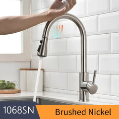 Never Touch The Faucet Again With Dirty Hands. Kitchen Smart Touch Faucet Will Turn On and Off