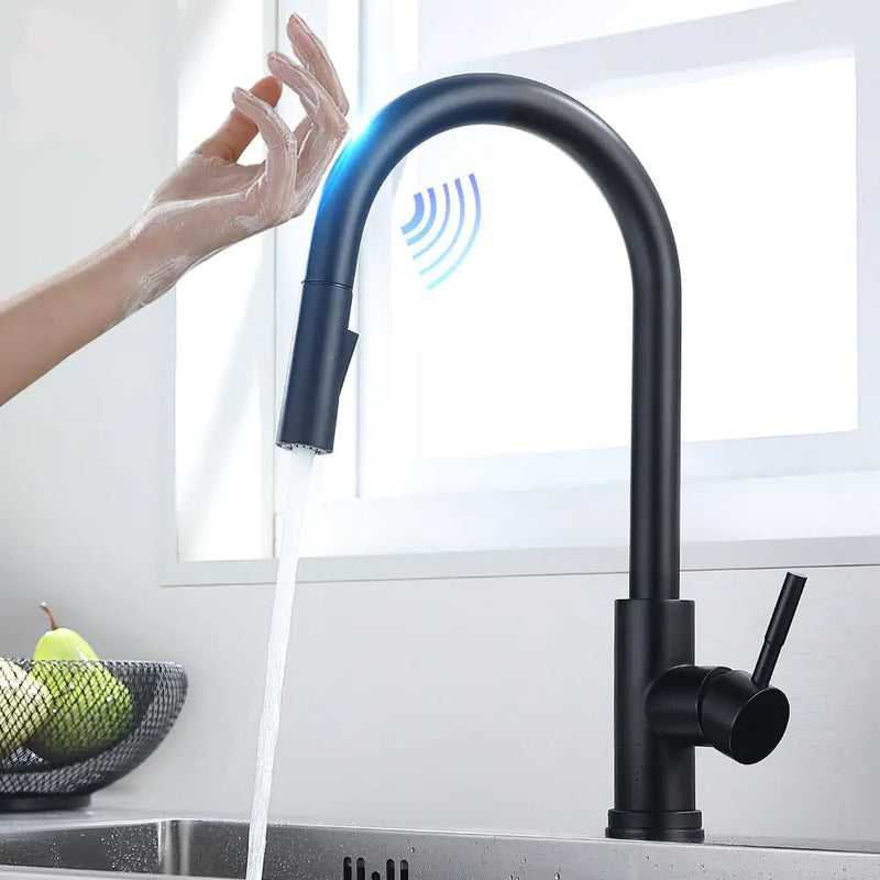 Never Touch The Faucet Again With Dirty Hands. Kitchen Smart Touch Faucet Will Turn On and Off