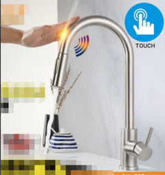 Never Touch The Faucet Again With Dirty Hands. Kitchen Smart Touch Faucet Will Turn On and Off