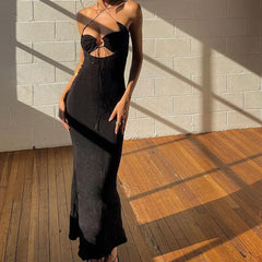 Long Backless Halter Dress