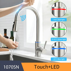 Never Touch The Faucet Again With Dirty Hands. Kitchen Smart Touch Faucet Will Turn On and Off