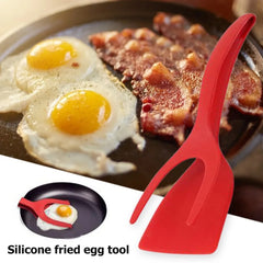 2 In 1 Grip And Flip Tongs Egg Spatula Tongs Clamp Pancake Fried Egg French Toast Omelet Overturned Kitchen Accessory