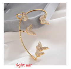 Gold Metal Sparkling Butterfly Ear Clips with Zircon