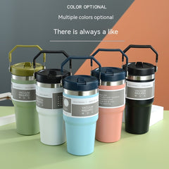 Portable Stainless Steel Travel Sports Water Bottle With Handle Cover & Coffee Tumbler.