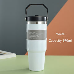 Portable Stainless Steel Travel Sports Water Bottle With Handle Cover & Coffee Tumbler.