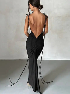 Backless Long Sling Wrap Dress