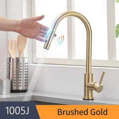 Never Touch The Faucet Again With Dirty Hands. Kitchen Smart Touch Faucet Will Turn On and Off