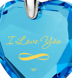 24K Gold I Love You Necklace Heart Pendant Inscribed Cubic Zirconia