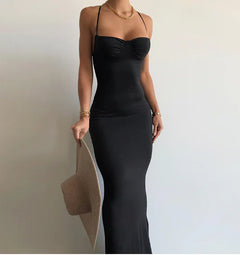 Long Backless Halter Dress