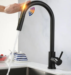 Never Touch The Faucet Again With Dirty Hands. Kitchen Smart Touch Faucet Will Turn On and Off