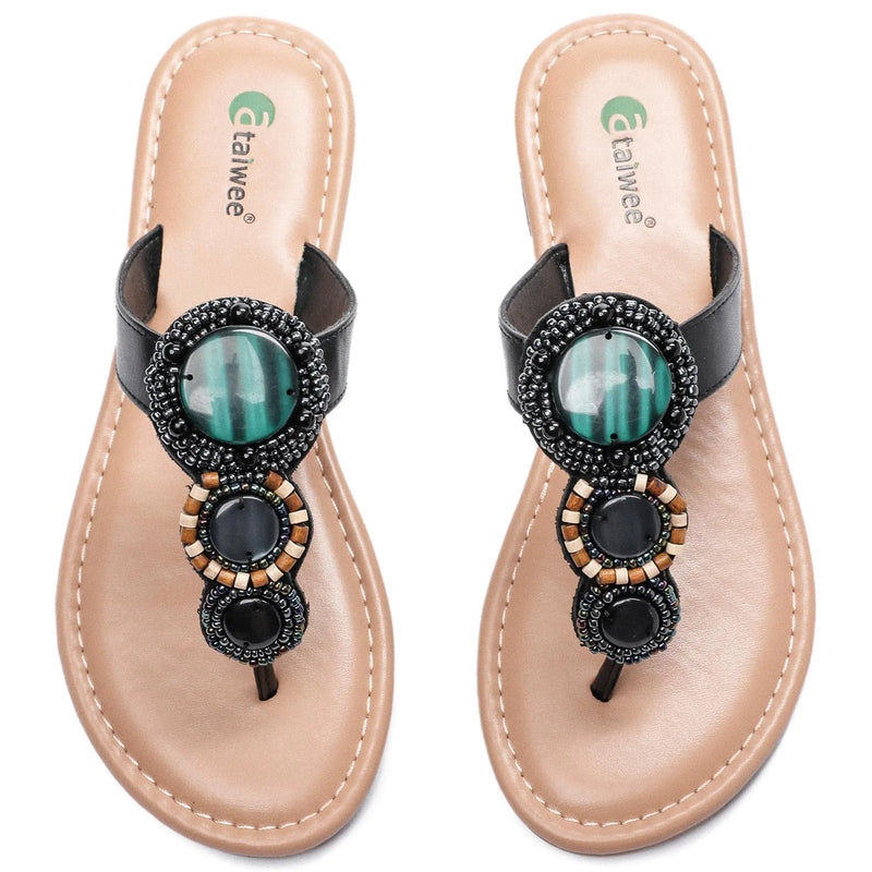 Womens Bohemian Flat Slide On Sandal