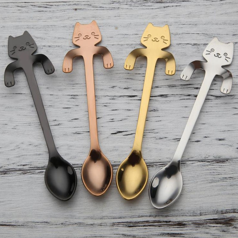 Stainless Steel Cat Teaspoon Set